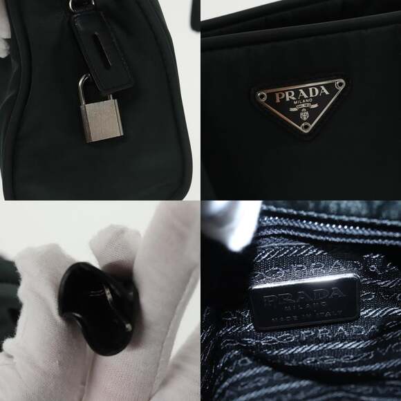 PRADA Hand Bag Nylon Green Silver - Picture 11 of 13